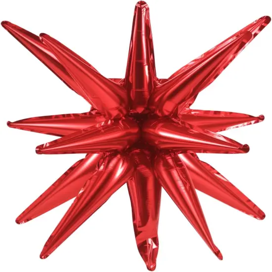 10 Star Balloons: Explosion Starburst Foil Cone Balloons for Birthday, Wedding, Anniversary Party Decoration (Red, 22 Inch) {2}