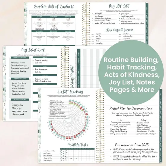 bloom daily planners 2025-26 Academic Planner, Soft Cover, 8.5" x 11",Boho Greenery {6}