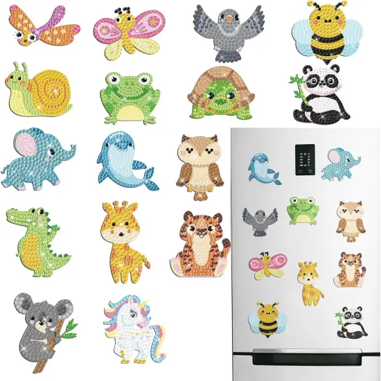 16 Pcs Diamond Painting Magnets Spring Diamond Art Magnet Kits for Adults Animals Rhinestones Refrigerator Stickers for Fridge DIY Crafts Toy Gifts {1}