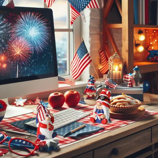 4th of July Gnomes Set of 2 - Handmade Resin Patriotic Gnomes Figurines for Indoor Independence Day Decorations {3}