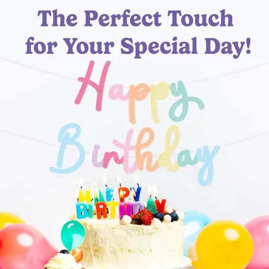 HOUSE OF PARTY Happy Birthday Banner | Cursive Birthday Sign for Party Decor, Backdrop {3}