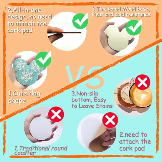 8 PCS Cartoon Diamond Art Painting Coasters Kit for Adults Kids Supplies {5}