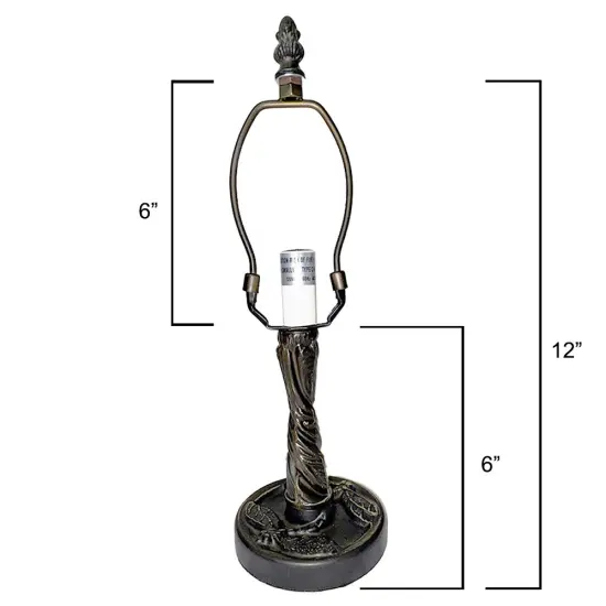 Twisted Dragonfly Metal Lamp Base, Antique Bronze Finish With Gold Highlights, Nicely Weighted, 12" Tall {2}