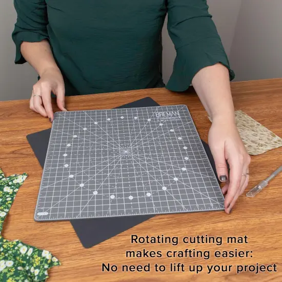 Rotating Self Healing Cutting Mat Set - 13x13 Inch Rotating Cutting Mat for Sewing and Quilting {2}