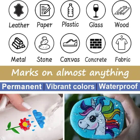 White Paint Pens Permanent Markers 24 Pcs, Oil Based Paint Markers Set, Quick Drying, Waterproof {5}