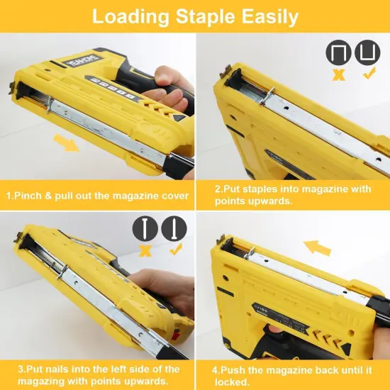 Electric Staple Gun, 5 in 1 Cordless Staple Gun for Upholstery with 1200 5/16" Staples, 600 1/2" U-Shape Staples, 600 19/32&rdquo; pin Nails, 60019/32&rdquo; Nails and 1 USB Charger Cable {4}