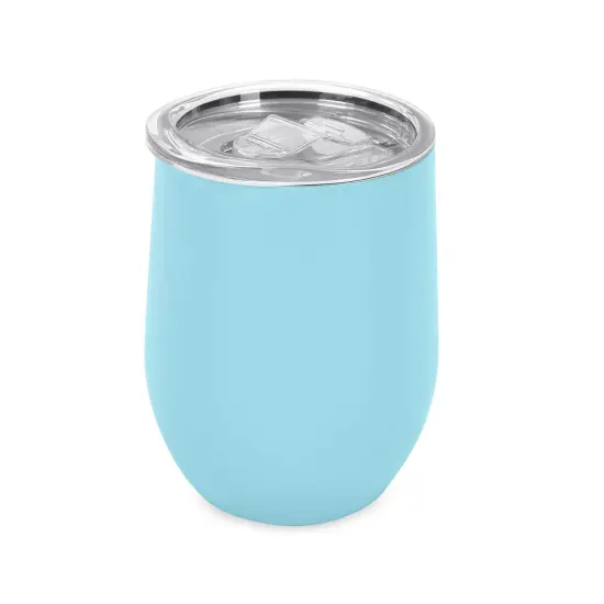 Makerflo 12 oz Powder Coated Wine Tumbler with Leak-Proof Clear Lid, Ideal for Craft and Personalization (Laser Engraving, UV DTF, Epoxy, and Vinyl) Teal {2}
