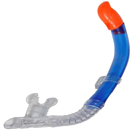 Swimline Dry Top Silicone Snorkel with Purge Valve &ndash; 17" - Blue & Orange {1}