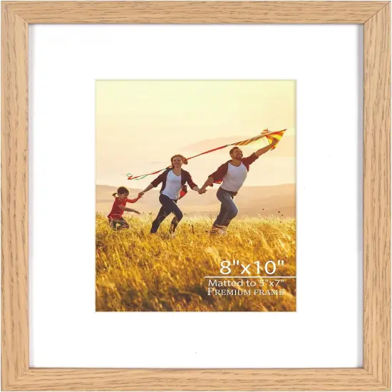 8x10 Picture Photo Frame, Oak Photo Frame Display 5x7 Pictures With Mat, 8by10 Picture Frames {1}