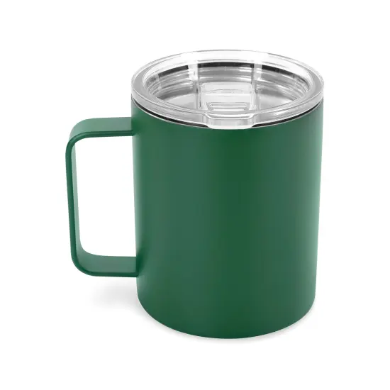 Makerflo 12 oz Powder Coated Camper Mug with Leak-Proof Clear Lid, Ideal for Craft and Personalization (Laser Engraving, UV DTF, Epoxy, and Vinyl) Green {4}