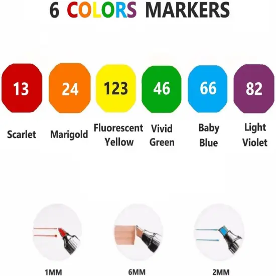 6pcs Multicolor Alcohol Markers Under {3}