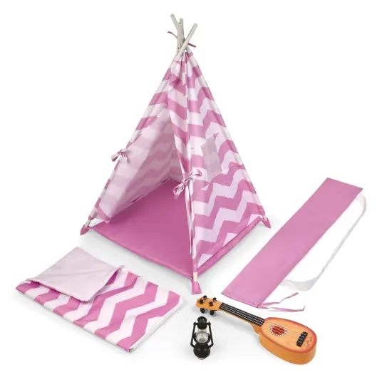 Badger Basket Camping Adventures Doll Tent Set with Accessories - Lavender/White {1}