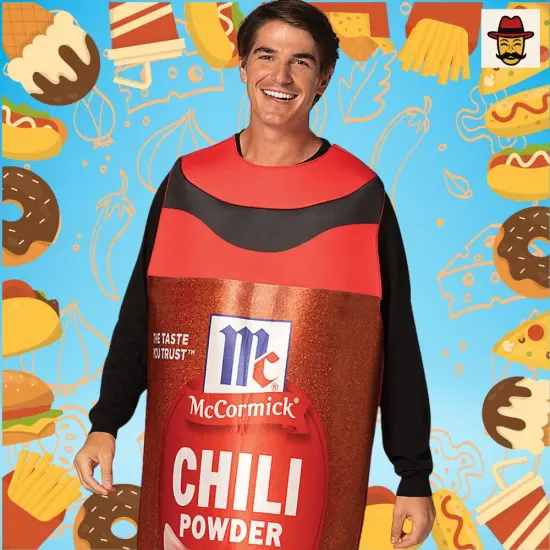 Adults McCormick Chili Powder Spice Costume Funny Food Bottle Look {4}