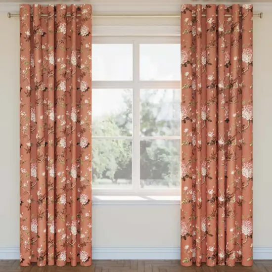 Upholstery Fabric - Coral & Peach Floral Upholstery Fabric 54 Inches" {2}