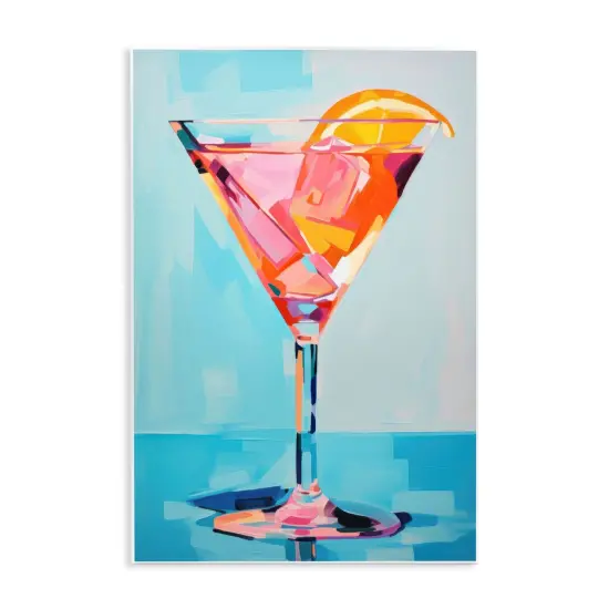 Stupell Industries Blue & Pink Martini Wall Plaque Art Design by LSR Design Studio {1}