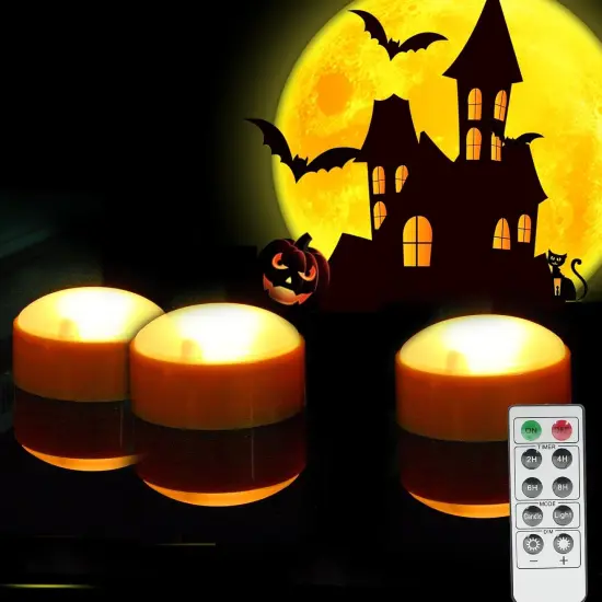 Pumpkin Lights Flickering Jack-O-Lantern - Orange {2}