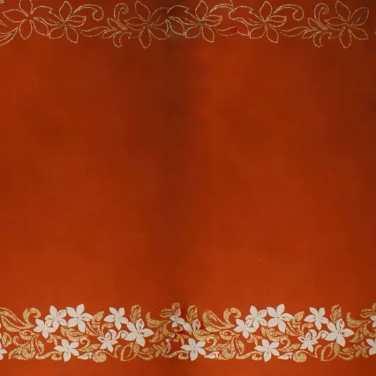 1 Yard Tiare & Swirls Double Border Glitter Polyester Fabric, 36in L x 60in W Premium Textile Orange {1}