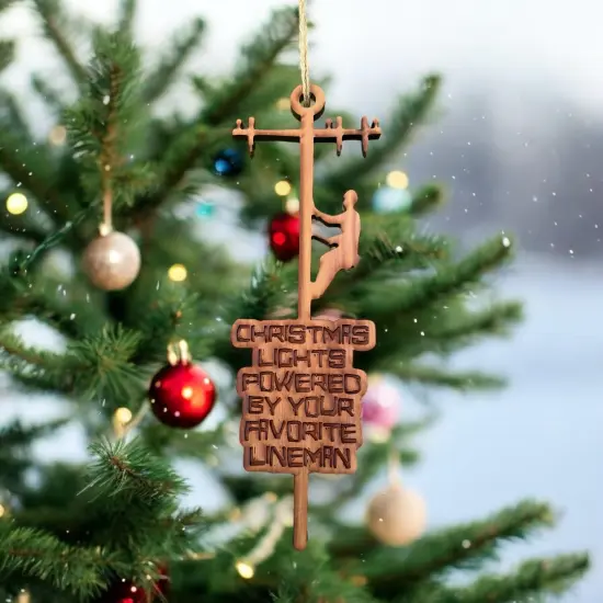 CEDAR Christmas Lights Powered by Your Favorite Lineman - 3x9in Ornament {3}