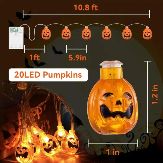 Halloween Pumpkin String Lights - 20 LED {3}