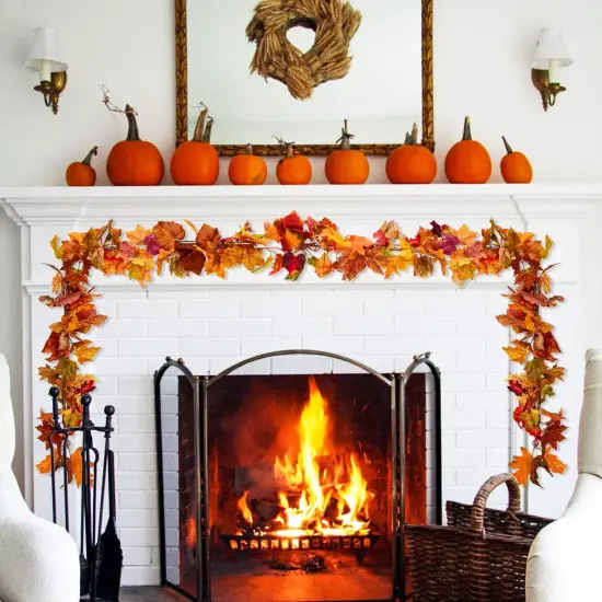 2 Pack Fall Maple Garland - 5.9ft/Piece Artificial Fall Foliage Garland {3}