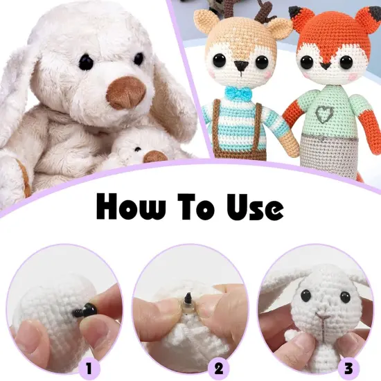 100pcs Large Safety Eyes and Noses with Washers - 12mm to 30mm {3}