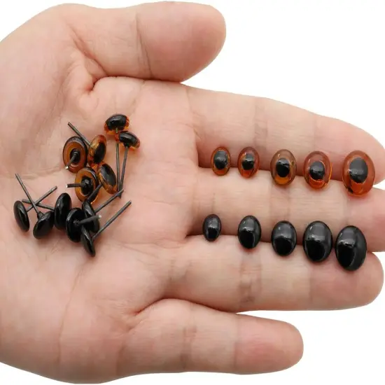 140Pcs Needle Felting Eyes - 6-10mm (Amber with Black) {2}