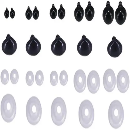 150Pcs Black Plastic Safety Eyes and Nose (6mm-12mm and 20mm) {3}