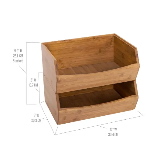 Seville Classics 2-Piece Stackable Bamboo Bin Set {2}