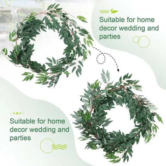 5 Pack 6 ft Artificial Willow Leaves Vine Garland Hanging Greenery Fake {3}
