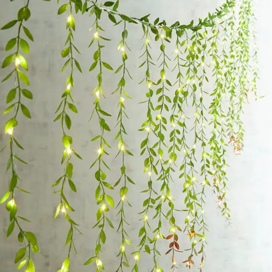 6pcs Artificial Vines Fake Greenery Garland Willow Leaves -Total 30 Stems Hanging {5}