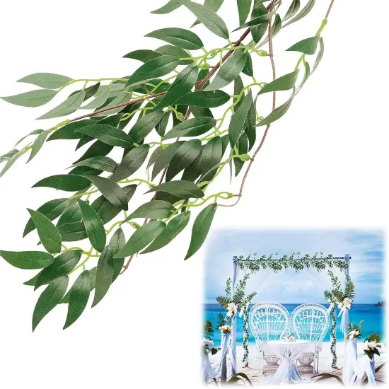 Fake Vines Greenery Garland - 5 Packs Total 28ft Green Willow Leaf Vine {1}