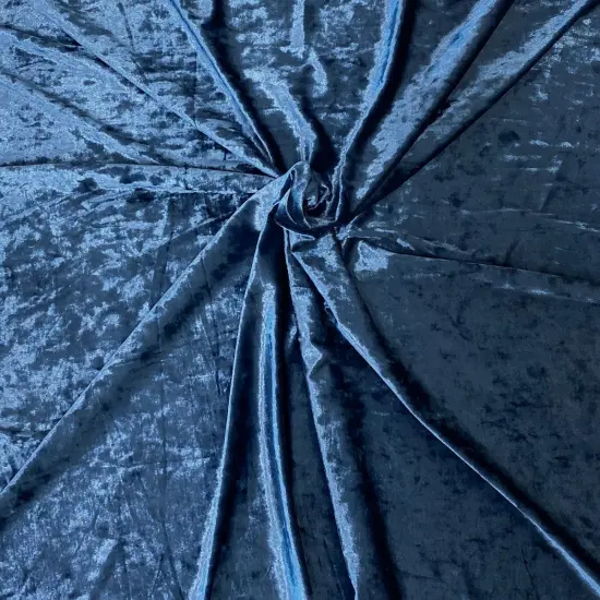 1 Yard Crushed Stretch Velvet Fabric for Apparel Costumes Leggings Tops 60" Width Denim Blue {1}