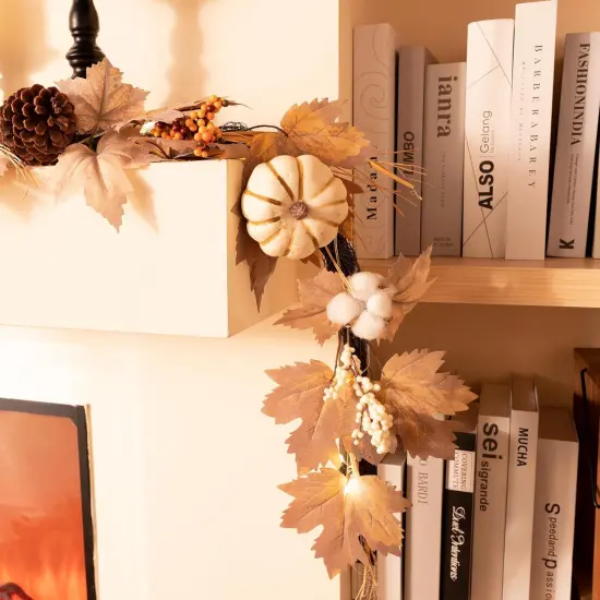 Fall Maple Leaves Garlands for Mantle, 6ft Autumn Garlands {4}