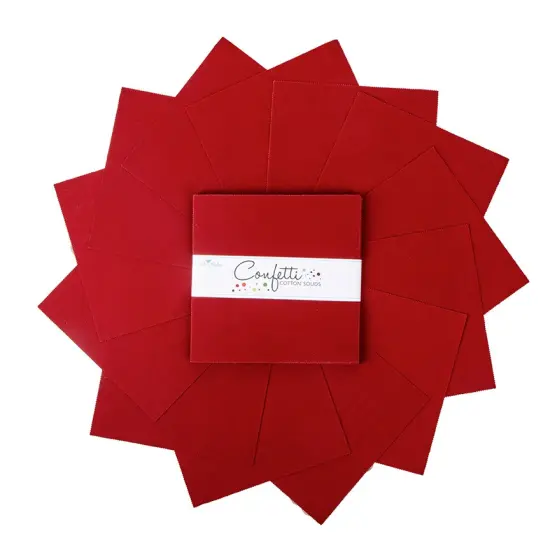 Confetti Cotton 10" Square Pack (Layer Cake / 10" Stacker) in Dahlia Red byfor Riley Blake (10-120-DAHLIARED-42) {3}