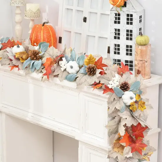 Fall Decor, Fall Garland, 5.9Ft Autumn Maple Leaves Pumpkin Garland {1}
