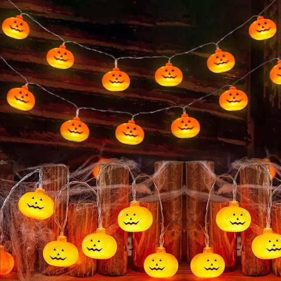 Halloween Big Pumpkin String Lights - 10ft , 20pcs Pumpkins {3}