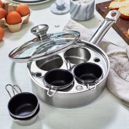 Demeyere Resto 4-cup Stainless Steel Egg Poacher Set {3}