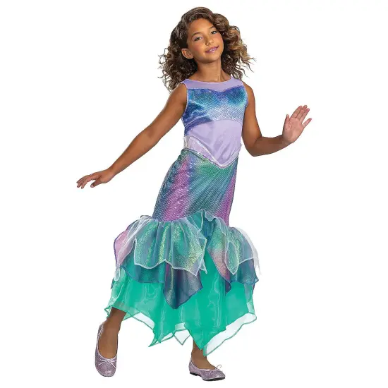 Kids Deluxe Ariel Costume Little Mermaid Disney Dress Large 10&ndash;12 {1}