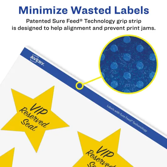 Avery Matte White Removable Star Labels with Sure Feed Technology, Print-to-the-Edge, .75" x .75" {4}