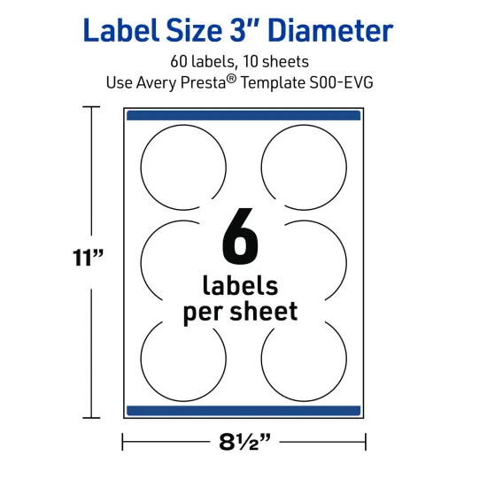 Avery Printable Round Labels with Sure Feed Technology, Pre-Printed Floral Design, Glossy White, 3" Diameter, Laser & Inkjet Compatible, 60 Total, Great for Branding, Marketing, and Events {5}