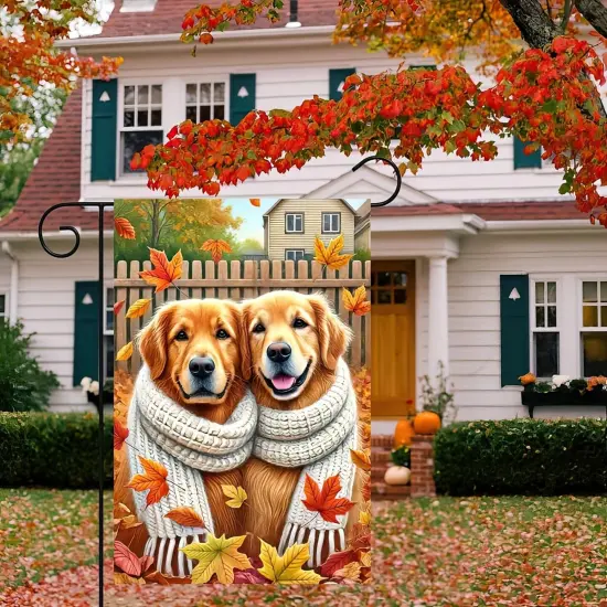Fall Golden Retrievers Garden Flag(Fall Golden Retrievers) {3}