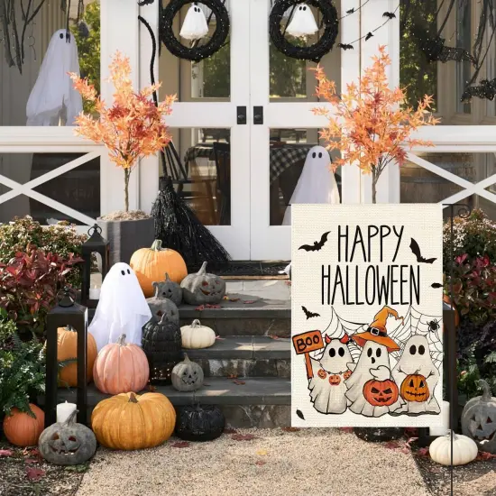 colorlife Happy Halloween Garden Flag(White) {2}