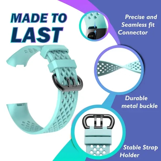 For Fitbit Charge 3 / 3 SE / 4 Bands, Replacement Strap for Women Men, Size Small, Light Blue {7}