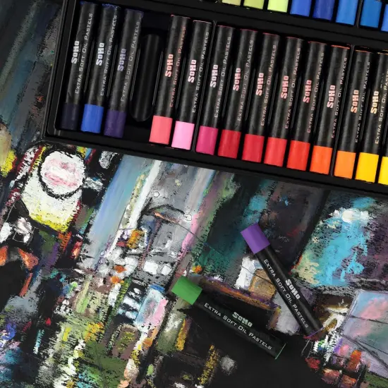Oil Pastels Set of 72 - Extra Soft, Blendable, Highly Pigmented and Vibrant, Ideal for Artists, Professionals, Students - Suitable for Drawing, Sketching, Layering, and Scraping {4}