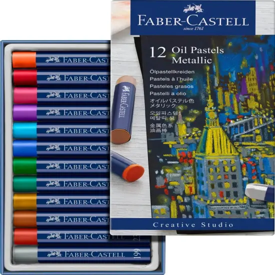 Metallic Oil Pastels Set: 12 Colors, Oil Pastels Art Supplies for Artists, Teens and Adults, Art Crayon Drawing Supplies {1}