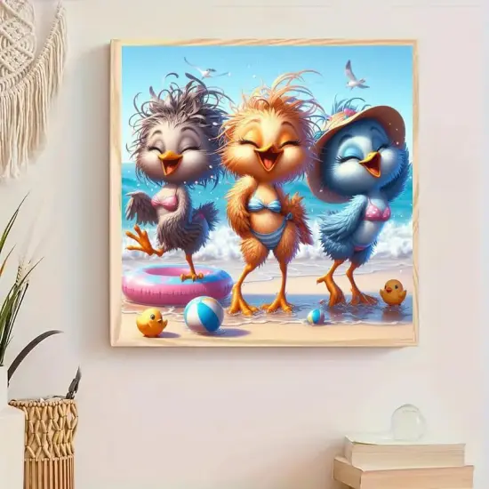 Funny Birds Diamond Art Painting Kits for Adults,Beach Diamond Painting Kits for Beginners,Full Drill Diamond Dots,Gem Art Crafts for Adults Wall Decor 14x14inch {2}