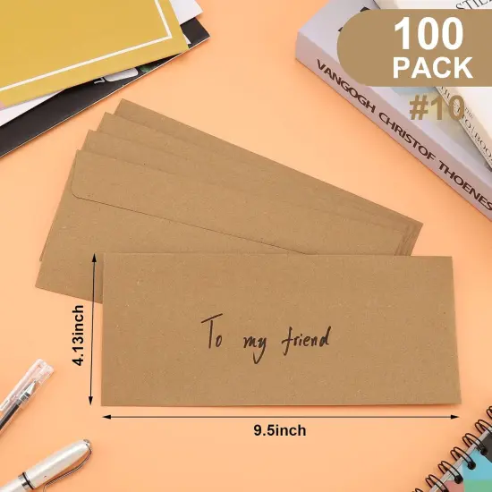 100 Pack #10 Business Envelopes 4-1/8 x 9-1/2 in Mailing Kraft Envelopes for Office, Business Letterhead, Invoices, letters, Secure Mailing, Unique Invitations & Announcements - 100% Recycled {4}