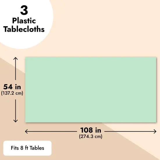 Sparkle and Bash Mint Green Plastic Rectangle Party Table Cloth Cover (3 Pack) {4}