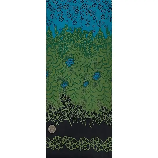 1 Yard Navy & Turquoise Double Border Voile Cotton Fabric 44/45" Wide Lightweight Material {2}