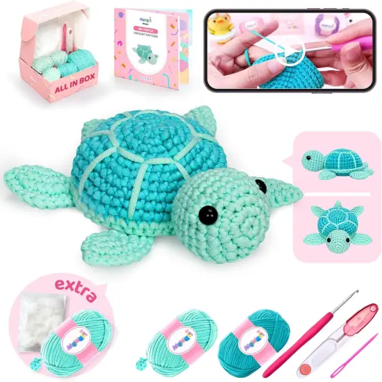 Crochet Kit for Beginners - (Blue Sea Turtle) {1}